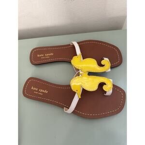 Vintage Kate Spade Seahorse Sandals Yellow Neon Y2K Leather Thong Sz 7.5 EUC